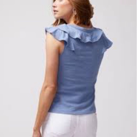 Blue Ruffled Women's Top - Picture 2 of 2